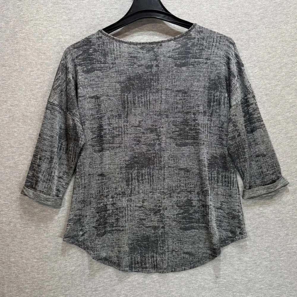 INC International Concepts Knit Top Womens Large Silver Metallic Shimmer Gothic